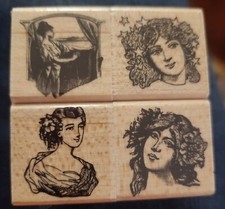 Set Of 4 Hero Arts Stamps- Four Faces New In Box