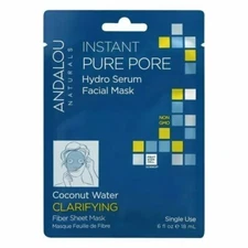 Andalou Instant Pure Pore Hydro Serum Facial Mask Coconut Water 6 Oz - Box of 6