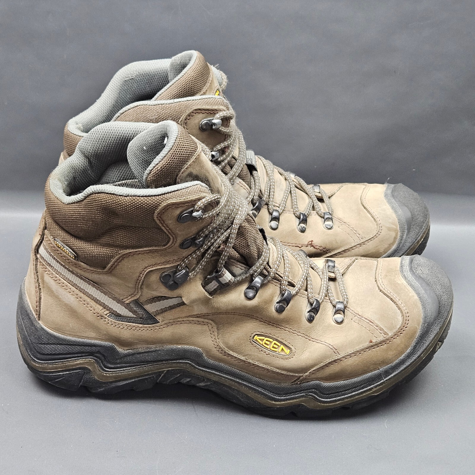 Stivali Keen Durand II da uomo taglia 14 in pelle marrone impermeabili scarpe da trekking