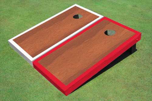 Rosewood Stained Center Red And White Border Custom Cornhole Board - Bild 1 von 1