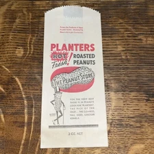 Vintage 1950s Planters Peanuts Hot Fresh! Roasted Peanuts 3oz Snack Sacks