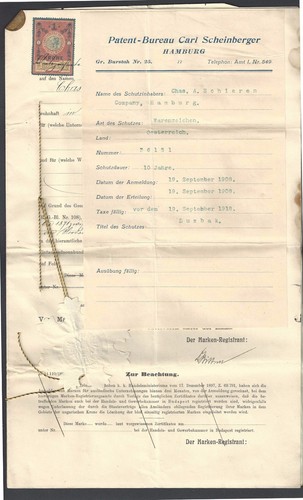 1908 German Patent Documents X 2 Both With Revenue Stamps. - Picture 1 of 2