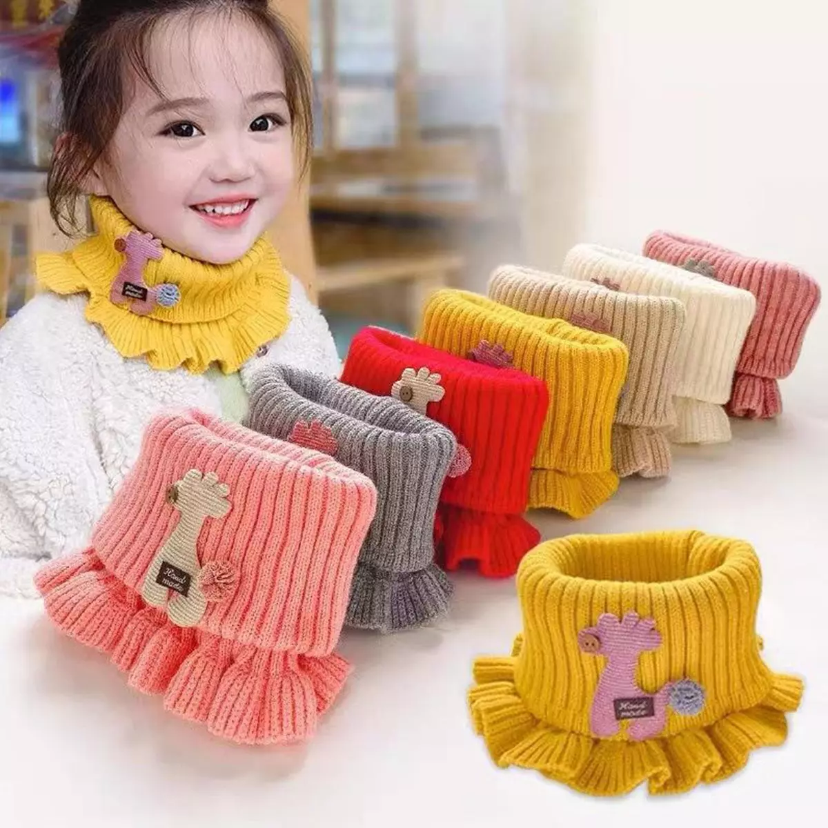 Baby Knitted Collar Neck Scarves Children Winter Warm Scarf Boys