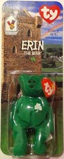 ERIN the Bear  McDonald's Ty Teenie Beanie Baby NEW / Sealed RARE with 2 Errors