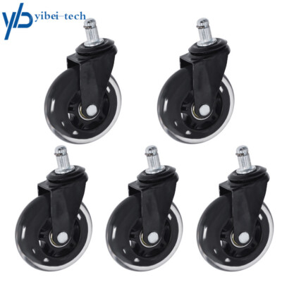 Set of 5 3 inch Office Chair Caster Rubber Swivel Wheels Replacement Heavy Duty