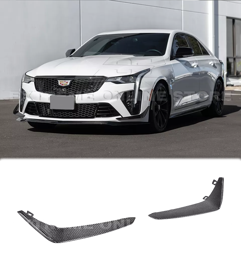CARBON FIBER Front Side Canards For 20-Up Cadillac CT4-V Blackwing