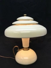 Art Deco Markel Lamp Triple Stacked Saucer Shade Creamy White Sweet Little Lamp