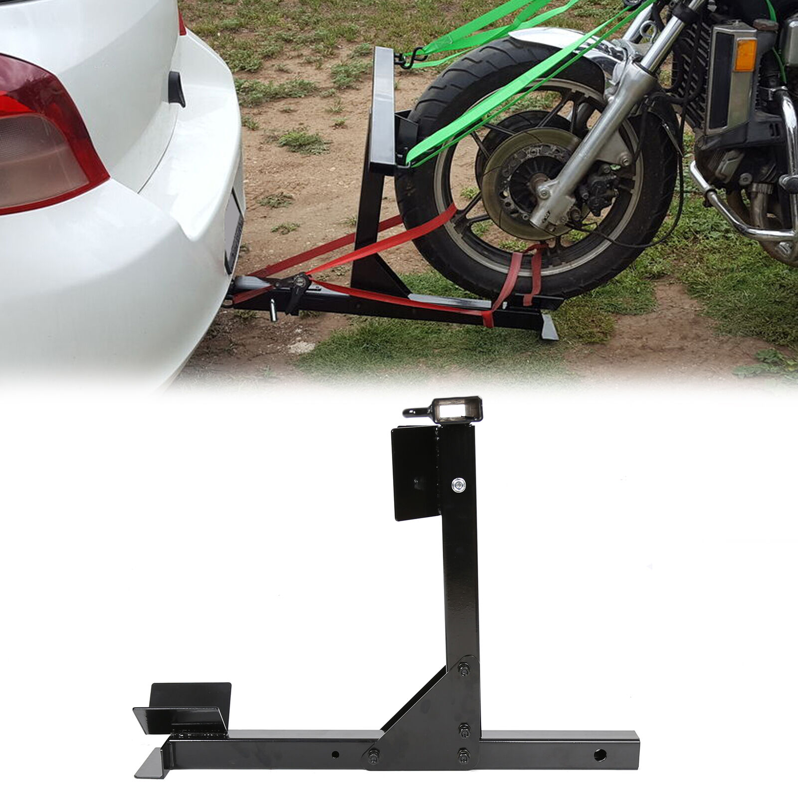 Motorcycle Trailer Carrier Tow Dolly Hauler Hitch Rack W/ FREE TIE-DOWN BAR