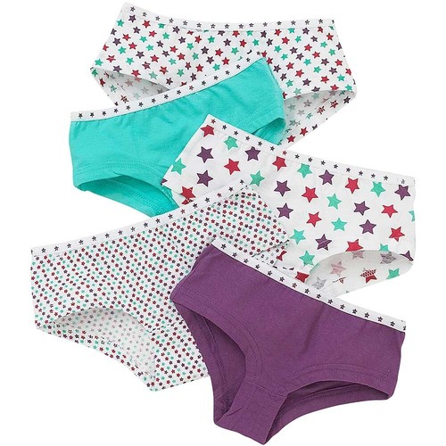 Girls Briefs Pants Knickers Hipster Shorts School 5 Pack Printed Just Essentials - Picture 8 of 17