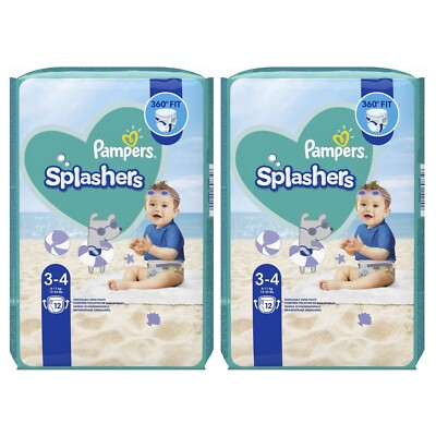 24 x Pampers Splasher Einweg Badehose Schwimmwindeln leicht zu reißen Größe 3-4
