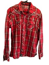 Wrangler Rock 47 Western Tribal Shirt Men's XL Embroidered Red Pearl Snap