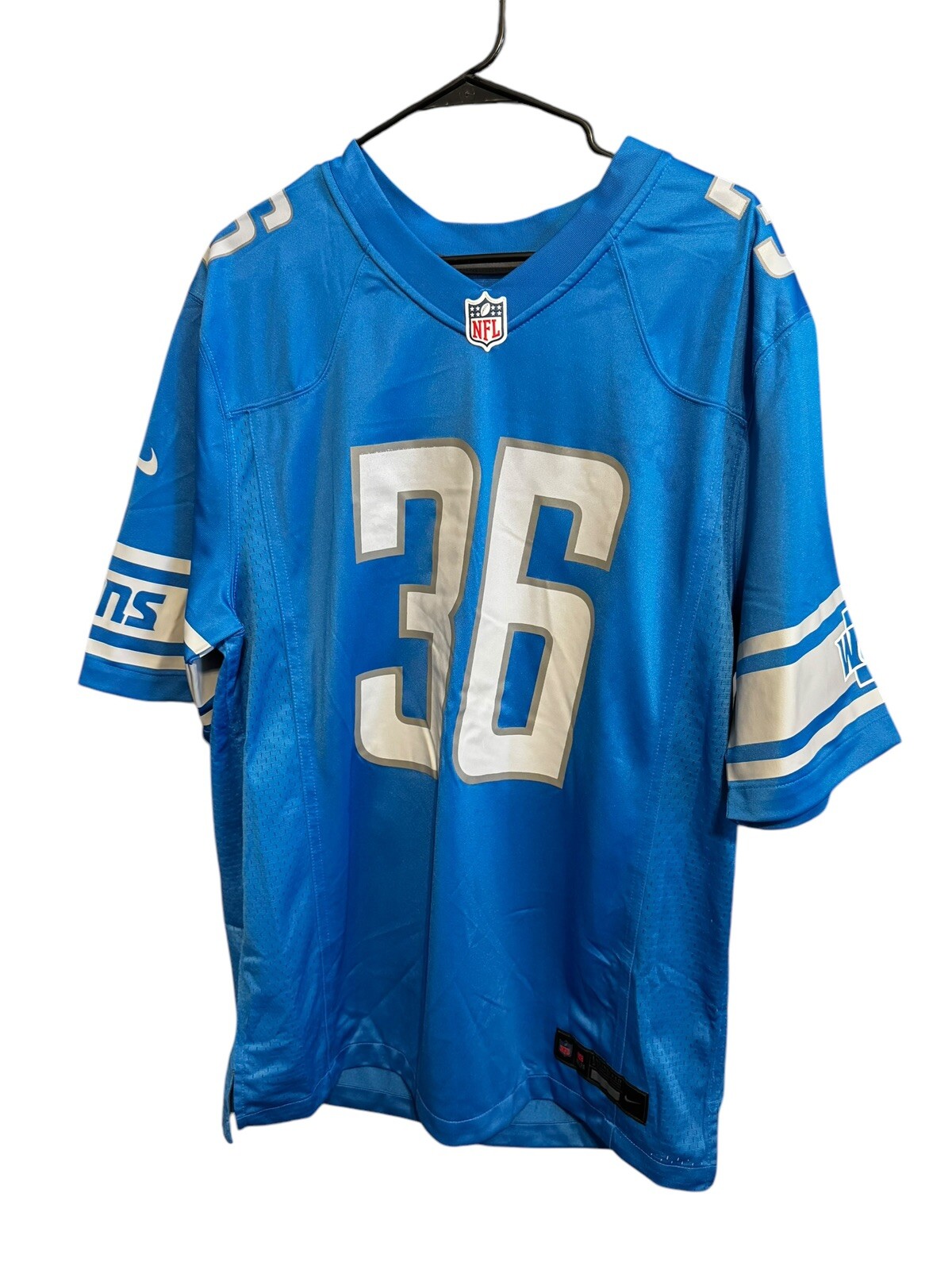 Men Nike Riley Patterson Blue Detroit Lions Game Jersey Size L