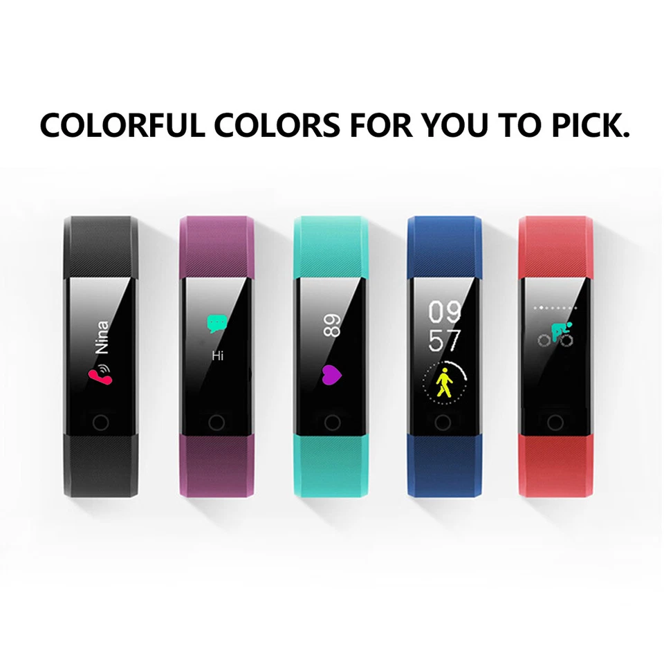 Bracelet Heart Rate Blood Band Fitness Tracker Smartband Bluetooth Wristband - Image 3 of 4