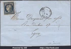 FRANCE CERES 25c No. 4 ON LETTER PC 3019 + CAD TYPE 15 ST CHAMOND FROM 06/01/1853