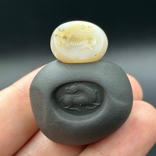 Stunning Ancient Roman Agate Stone Seal Stamp Bead With Unique Animal Intaglio
