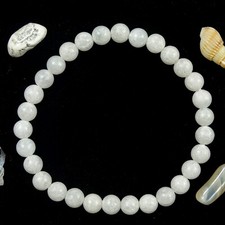 Baryt Armband weiß flexibel 6 mm Kugel A Qu. Umfang 17,5cm 15-18 g