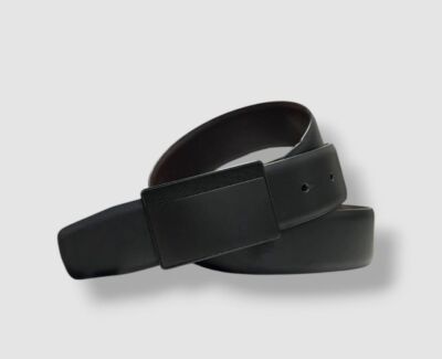 Ceinture Perry Ellis Cuir Noir - Boucle Dorée, Taille Ajustable 29,5 à 33,5 Pouces - Occasion Comme Neuve