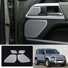 For Land Rover Defender 90 2020-2023 Silver Inner Door Speaker Sound Cover 4PCS