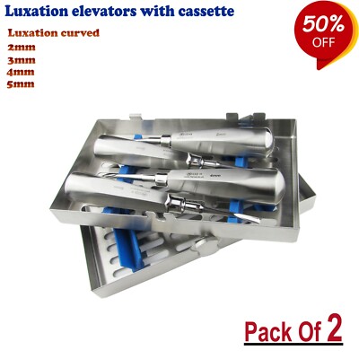 Dental Elevators Surgical Root Tip Cassette Of Luxation Elevators Curved - 4 PCs