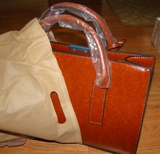 Large Brown Top Handle Leather Style Handbag, Purse, Tote