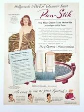 Vintage Max Factor make-up ad original 1948 Rita Hayworth cosmetic advertisement