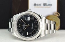 ROLEX 41mm 18kt White Gold & SS DateJust II Black Roman 116334 SANT BLANC 5