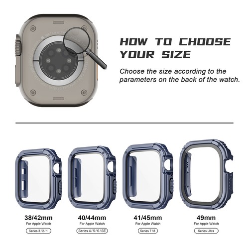 Full Armor Cover Case Glas Displayschutzfolie für Apple Watch Ultra 2 9 8 7 6 SE - Bild 15 von 39