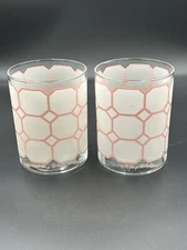 2 Georges Briard Rocks Cocktail Pink Block Glasses