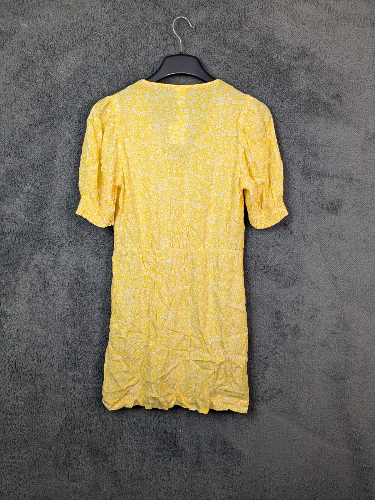 H&M ladies casual dress size 10 yellow mix button up puff sleeve New thumbnail 7