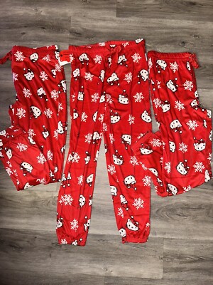 Sanrio Hello Kitty Christmas Red Pajama Pants Snowflake TikTok Sleepwear L/XL