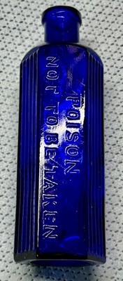 Seltenere 1895 Cobalt Blue POISON NTBE Flasche - 3oz - neuwertig - wunderschön! (K589)