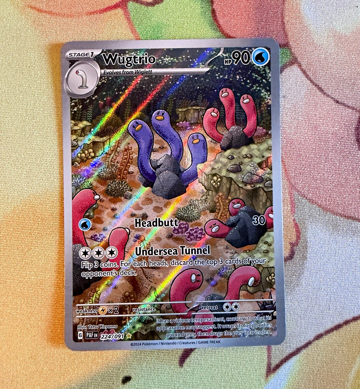 Pokemon TCG: Wugtrio 224/091 Illustration Rare Full Art Holo Paldean Fates NM