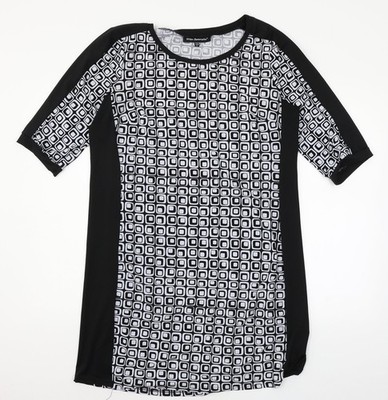 Mlle Gabrielle Damen Jersey schwarz geometrisch A-Linie Größe XL