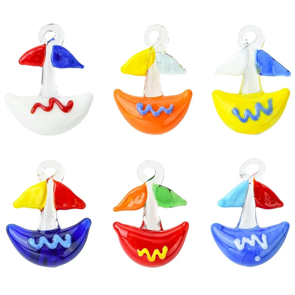 Dijes colgantes hechos a mano de murano para barco para pendientes collar joyería hágalo usted mismo 6 piezas Foto 2 de 4