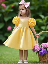 Vestido elegante de estilo princesa para ni a con volantes y mangas de pomp n