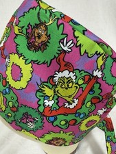 Men/Women Surgical Scrub Cap Lined Holiday Christmas Ugly Green Guy 100 Cotton