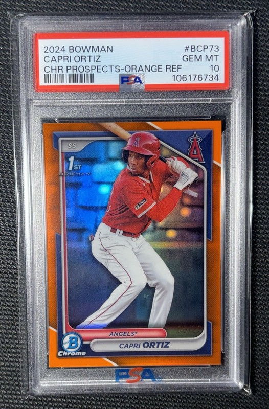 2024 Bowman Capri Ortiz 1st Orange Refractor /25 #BCP-73 Psa 10