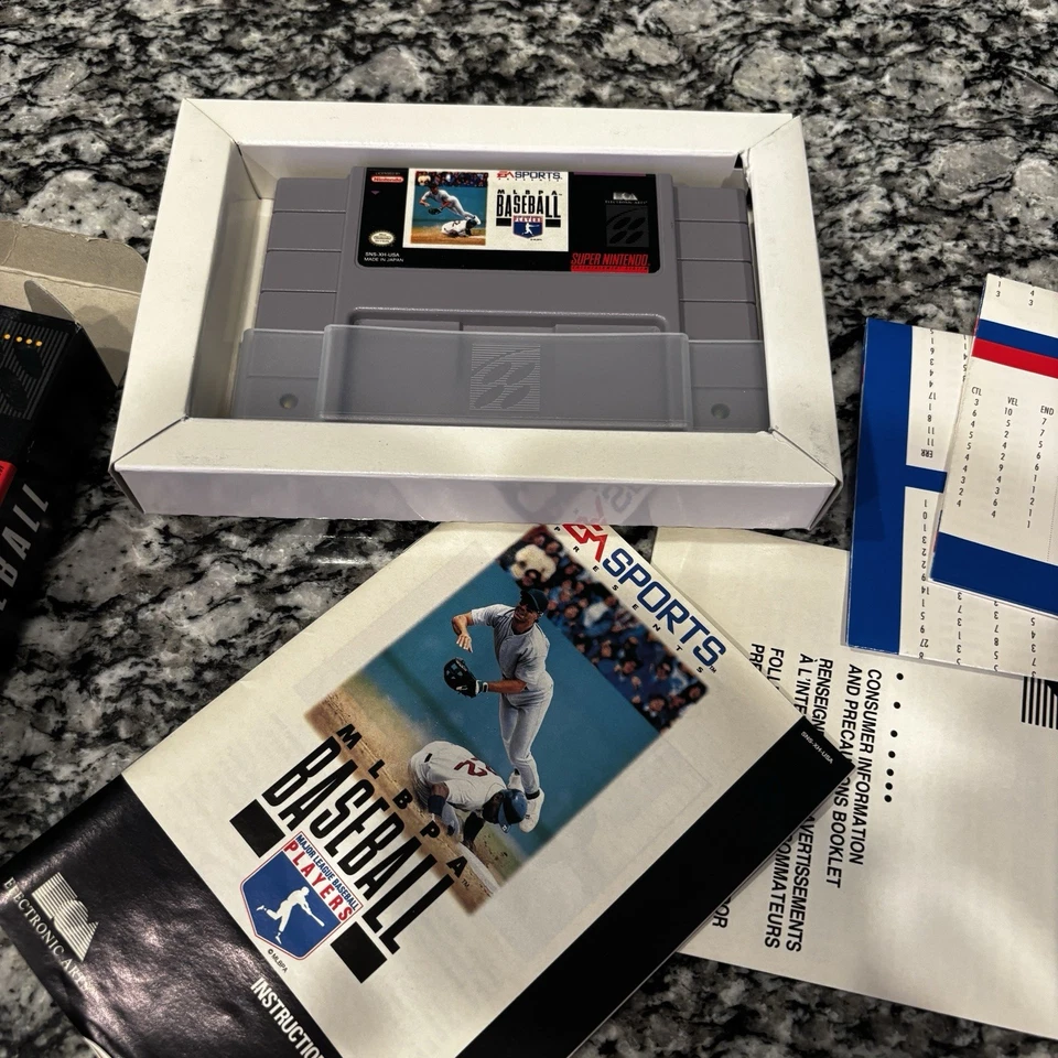 MLBPA Baseball (EA, 1994) SNES Complete w/ Stats  ~ - Image 4 of 4