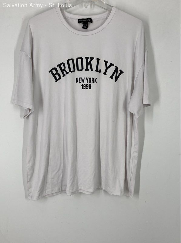 Streetwear Society Womens White Brooklyn New York Graphic T-Shirt Size XL
