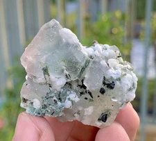 Bi Color Pyramid Shape Natural Fluorite With Bubble Shape Siderites On Matric