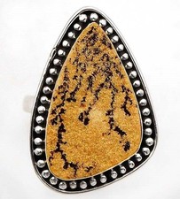 Natural Psilomelane Dendrite German 925 Sterling Silver Ring Sz 9