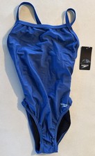 Speedo Womens Swimsuit One Piece Eco Solid Flyback, Team Royal Blue, Size 30,NWT