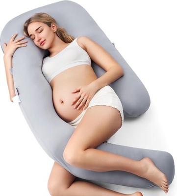 Pregnancy Pillow for Sleeping - Dreamlign U Pro Maternity Pillow | Upgraded Grey
