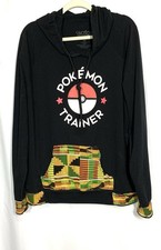 VintagePokemon Trainer Hoodie Mens 3X Black & Red Pok� ball with multicolor Trim