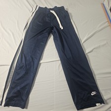 Vintage Nike Track Pants Men's L Navy Blue White Stripe 90s Y2K Warm Up