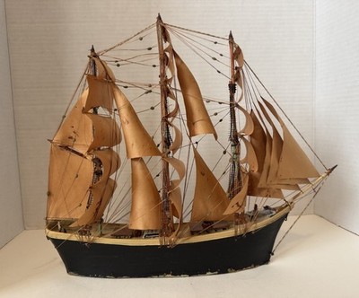 Flying Cloud British Clipper Ship Vtg Wooden Sailing Ship Model 70s Gift