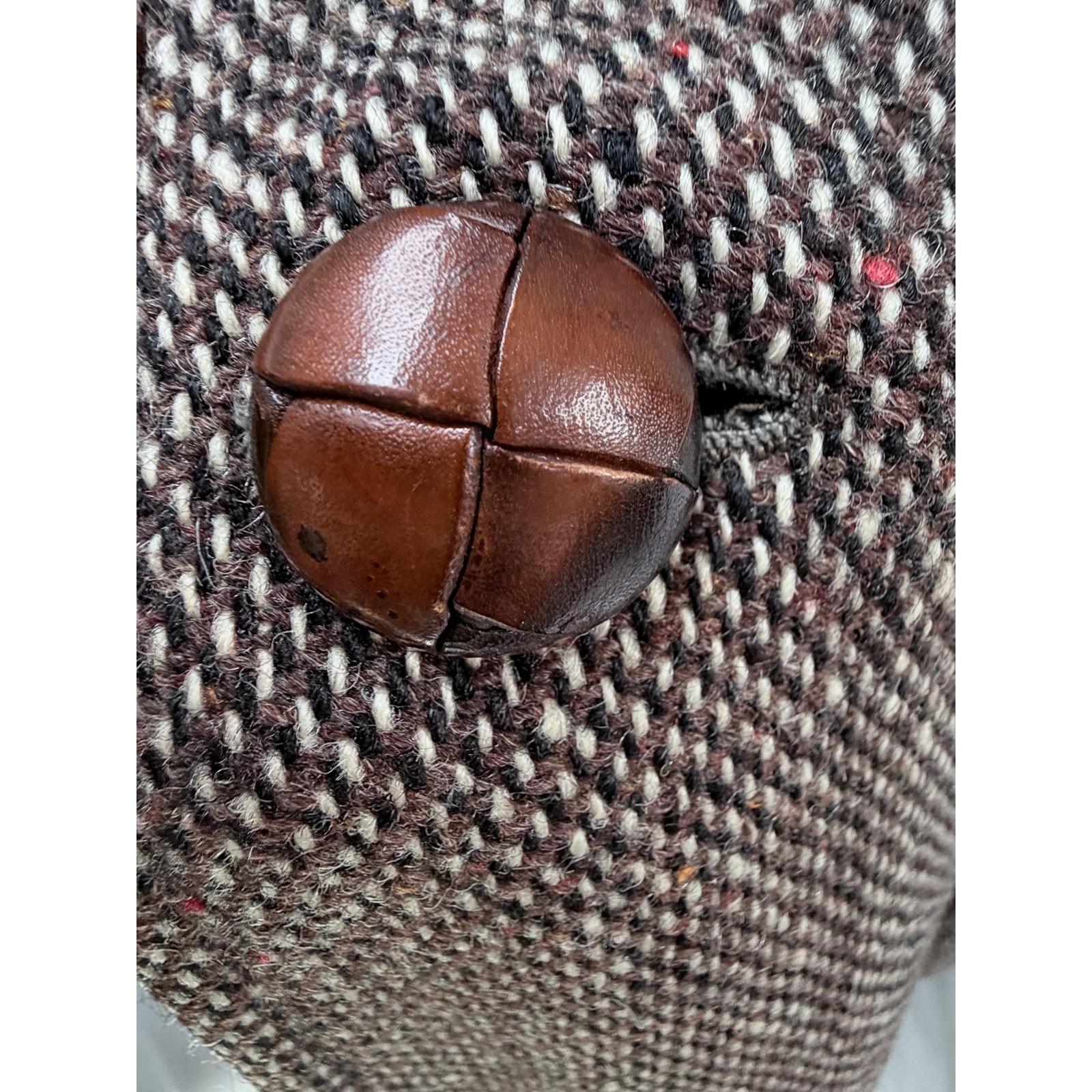 VTG 1950s Mt Rock Tweed Overcoat Brown Cream Herringbone Mod Ivy League Sz L image 6