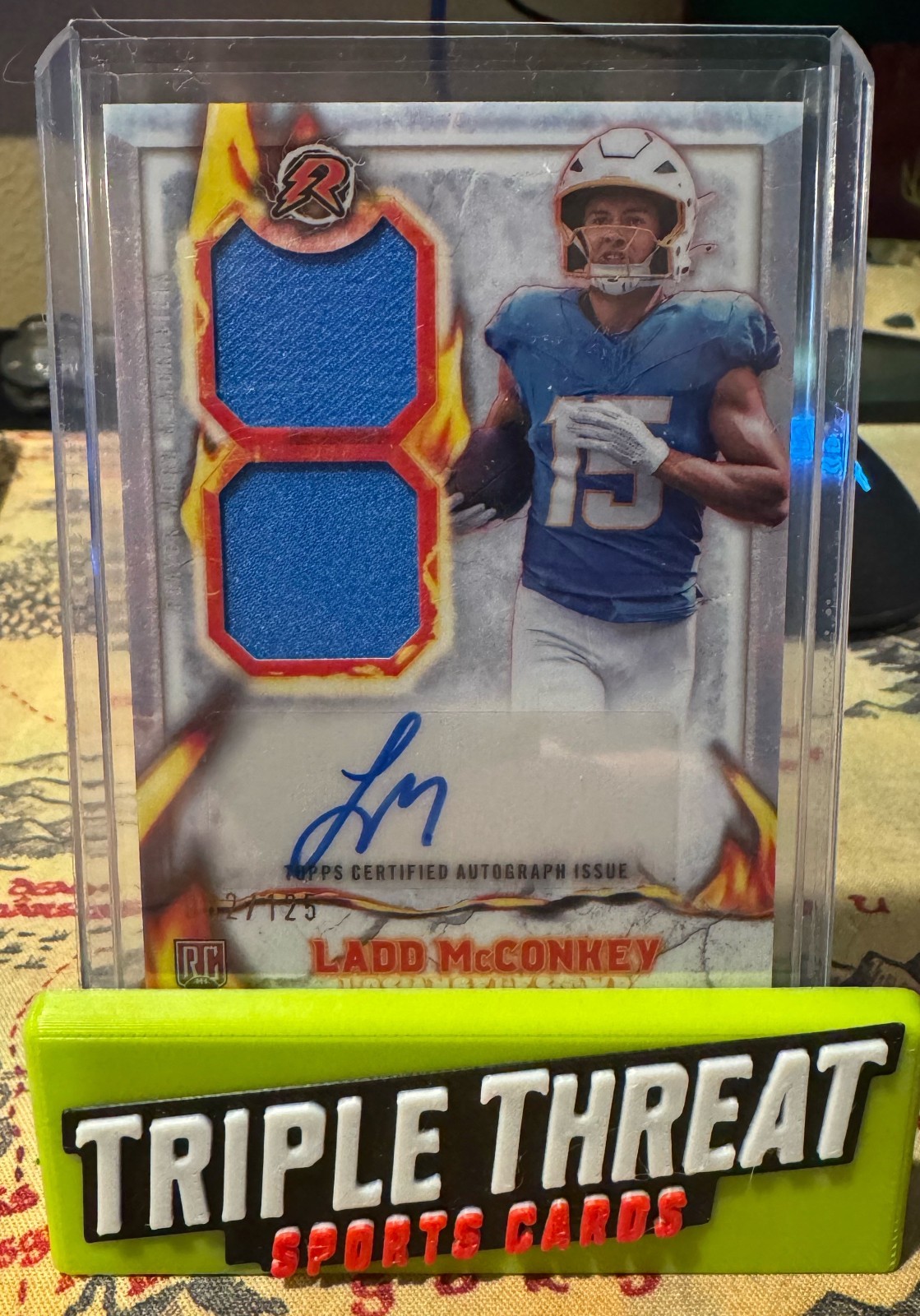 2024 Topps Resurgence Ladd McConkey Ignite Rookie Patch Auto White Surge #82/125