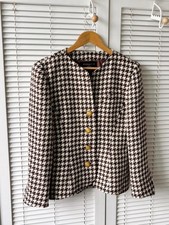 Vintage MARQUE-X Houndstooth Wool Jacket 100 Pure Wool Blazer Classic Retro