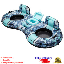 Inflatable 2 Person River Tube Lake Pool Lounge Water Float Detachable Cooler